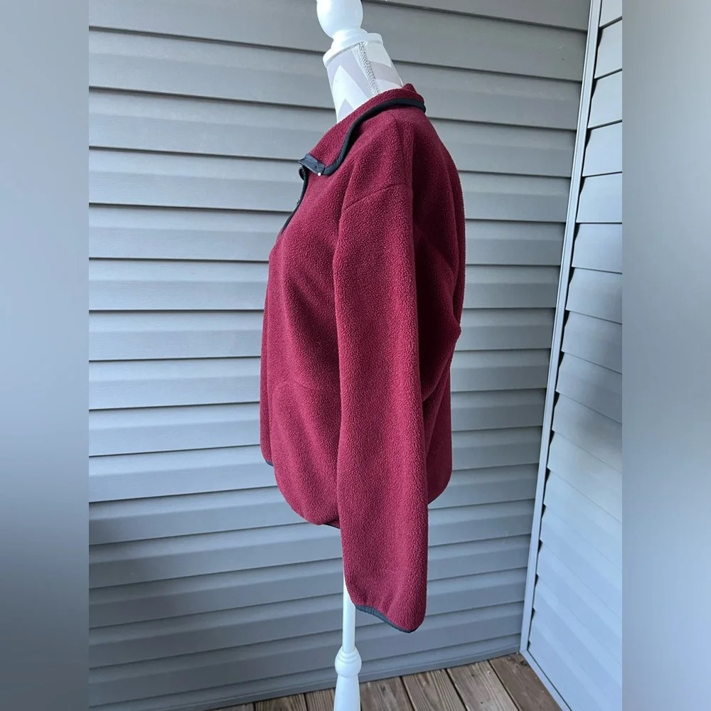 Vintage Women’s Woolrich 1/4 Zip Pullover Thick Fleece Maroon Made in USA Sz M - Picture 3 of 8